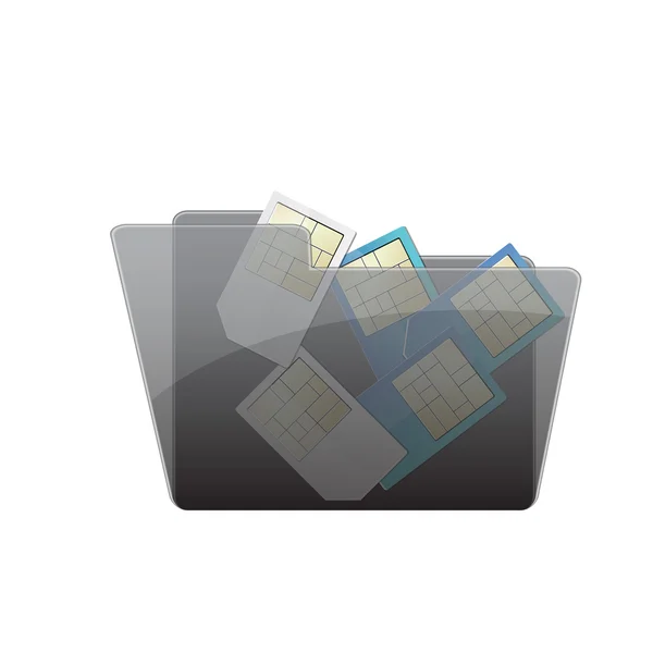 Dark folder with sim card — Stock Vector