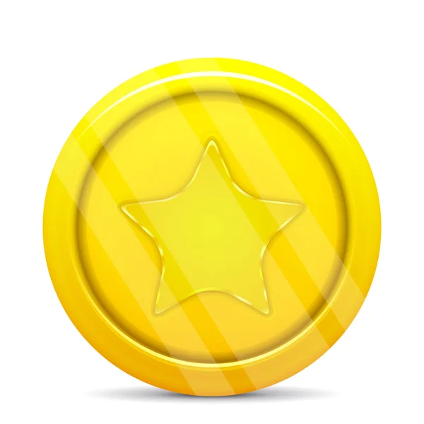 Gold coin with star — Stock Vector