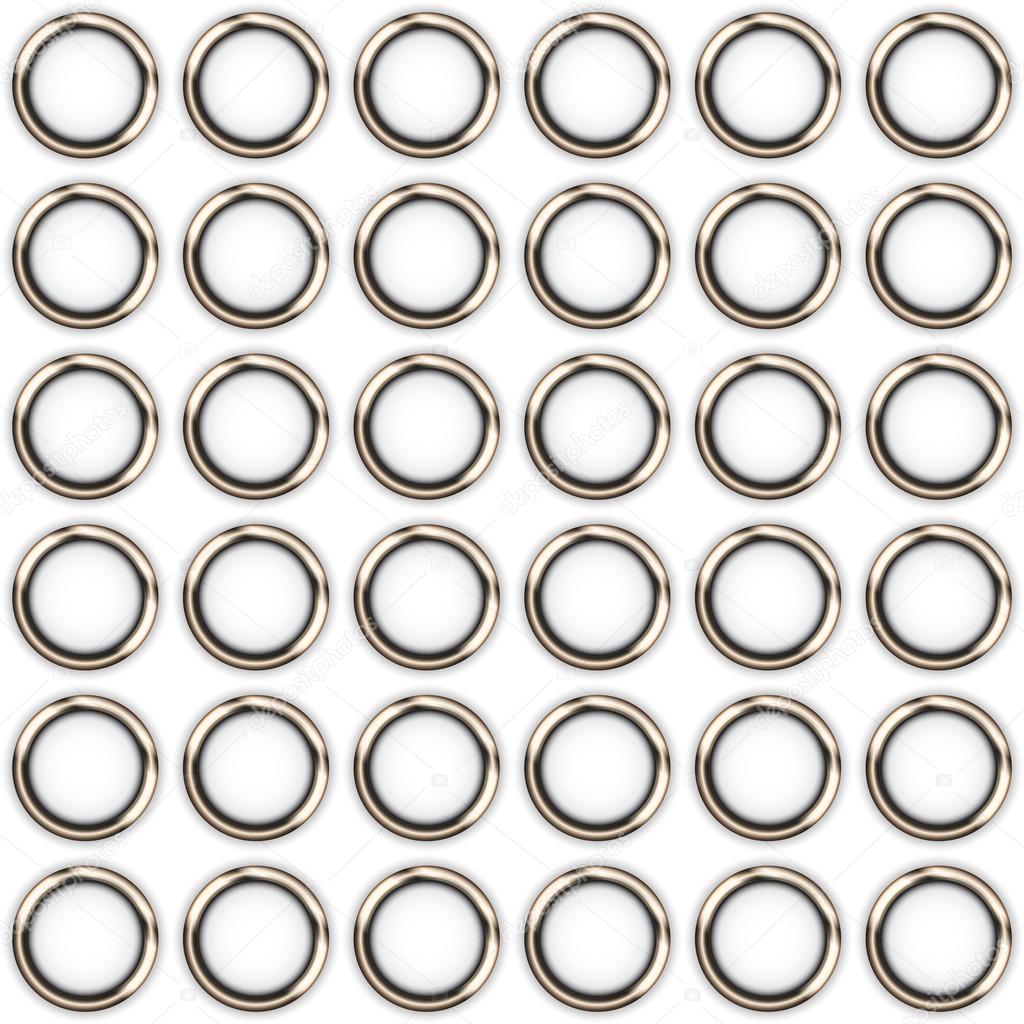 metal rings on a white background