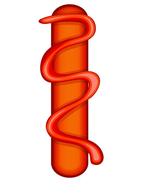 Saucisse grillée au ketchup — Image vectorielle