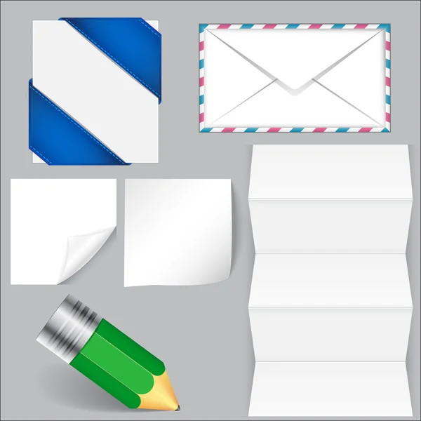 Enveloppe papier crayon ensemble — Image vectorielle
