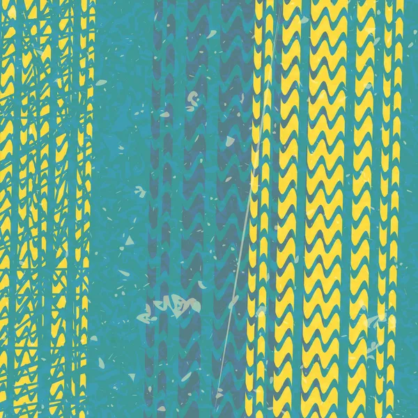 Pistas de neumáticos amarillos sobre fondo azul — Archivo Imágenes Vectoriales