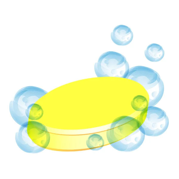 Yellow soap and bubble — Stock Vector