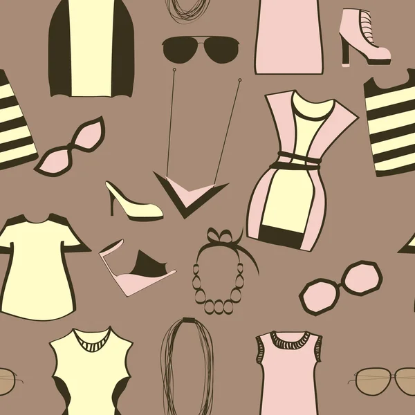 服装和配件的无缝模式 — 图库矢量图片