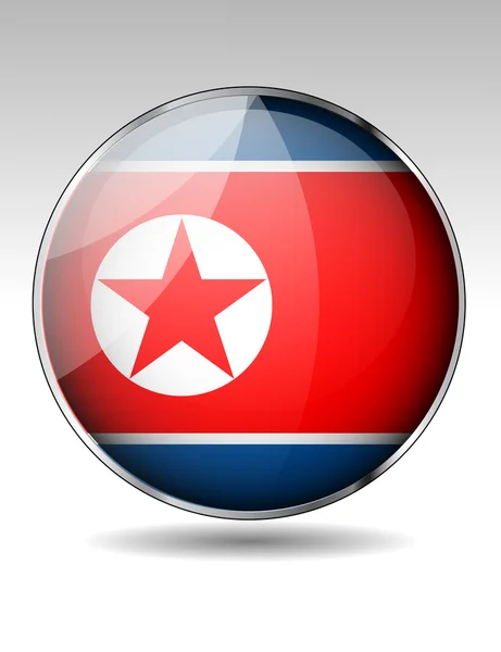Botão bandeira da Coreia do Norte —  Vetores de Stock