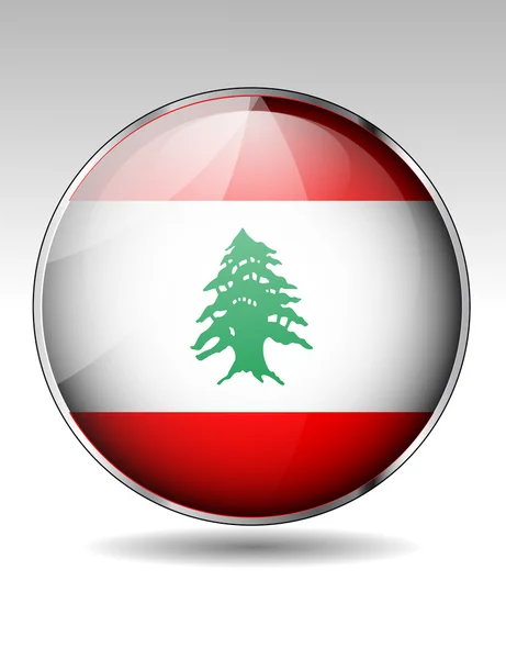 Lebanon flag button — Stock Vector