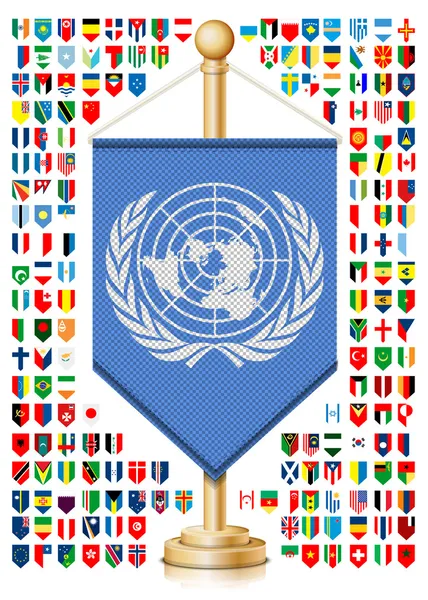 Flagstaff avec des drapeaux du monde — Image vectorielle