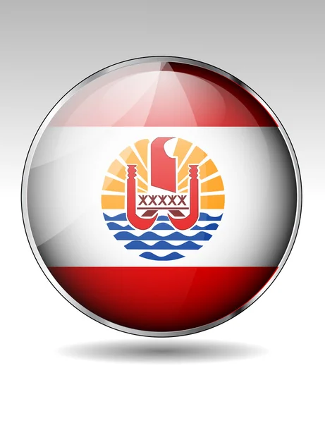 Botón bandera de Polinesia Francesa — Archivo Imágenes Vectoriales
