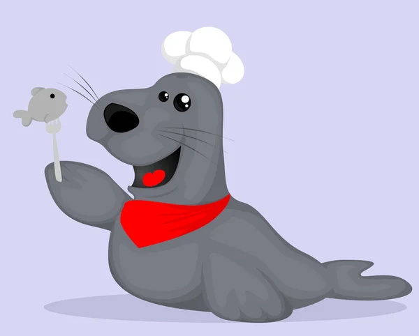 Cute cartoon seal chef — Stock Vector