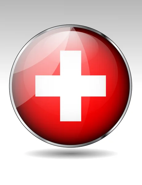 Bouton drapeau Suisse — Image vectorielle