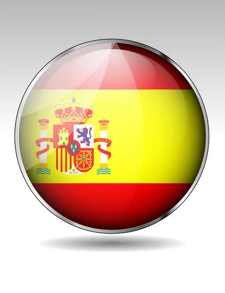 Botón bandera de España — Vector de stock