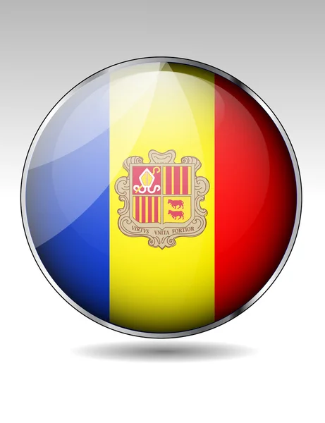 Andorra bayrağı düğmesi — Stok Vektör