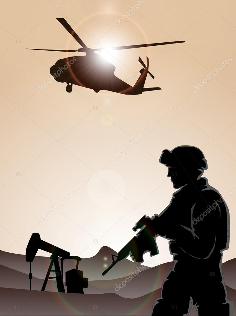 Soldier with helicopters
