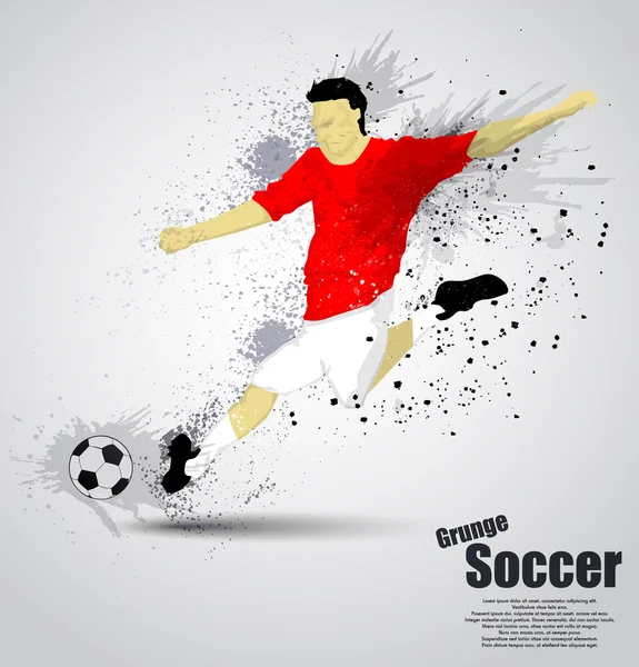 Grunge soccer player — Stock Vector