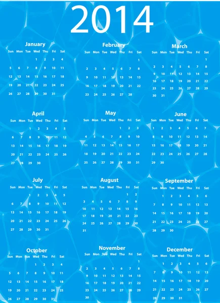 Water kalender 2014 — Stockvector