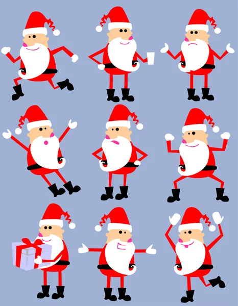 Lindo conjunto de dibujos animados santa — Vector de stock