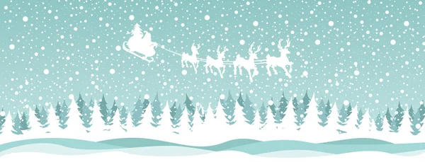 Santa rennes au-dessus de la forêt — Image vectorielle