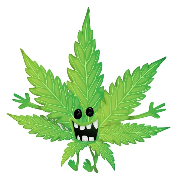 Hoja de marihuana divertida — Vector de stock