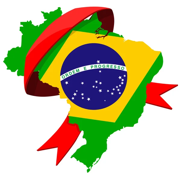 Mapa Brazílie s mašlí — Stockový vektor