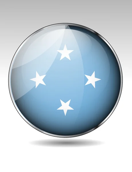 ミクロネシア連邦の国旗ボタン — ストックベクタ