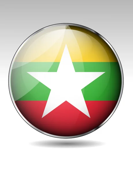 Myanmar-Flaggenknopf — Stockvektor