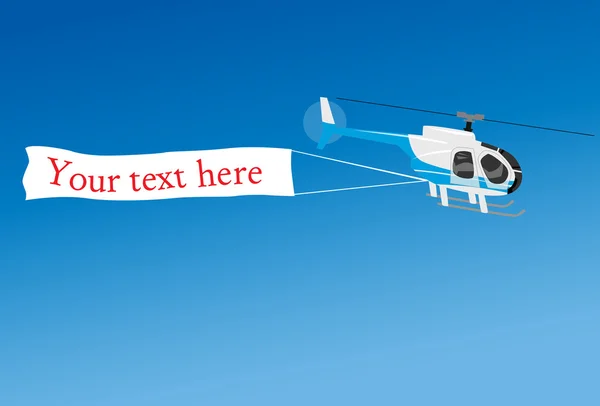 Aerial advertising with helicopter — Stock Vector