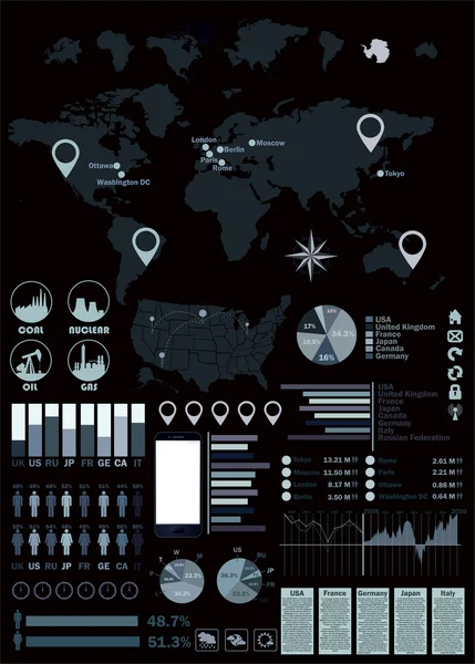 Svět map a glóbů infografika — Stockový vektor