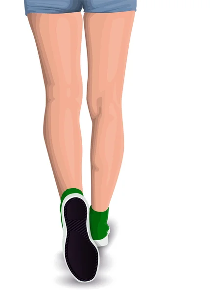 Femmes jambes en baskets — Image vectorielle