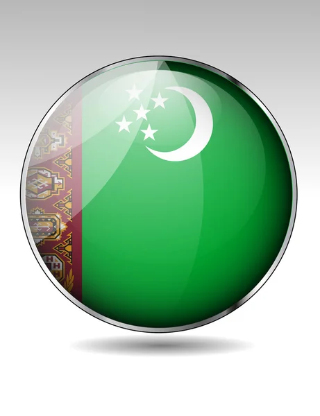 Botón bandera de Turkmenistán — Archivo Imágenes Vectoriales