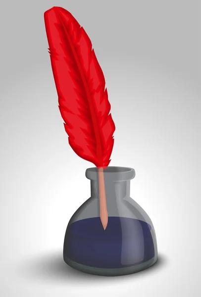 Feder und Tintenflasche — Stockvektor