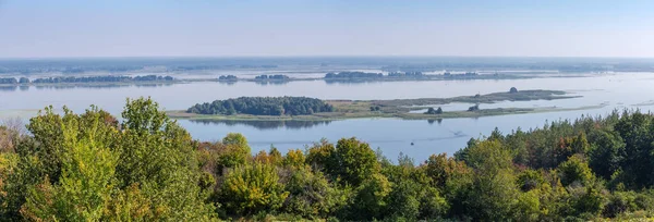 Seção Rio Liso Largo Com Ilhas Estreitas Longas Visão Panorâmica — Fotografia de Stock