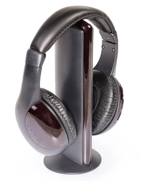 Schwarzer Moderner Drahtloser Full Size Kopfhörer Mit Geschlossenem Rücken Der — Stockfoto