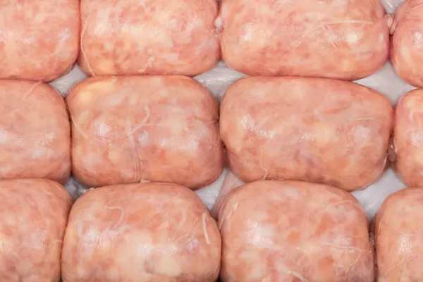 Salsicce Crude Corte Spesse Fatte Con Carne Pollo Nell Imballaggio — Foto Stock