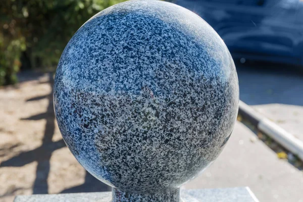 Polished Granite Ball Made Light Gray Granite Architectural Element Decoration — Stock Photo, Image