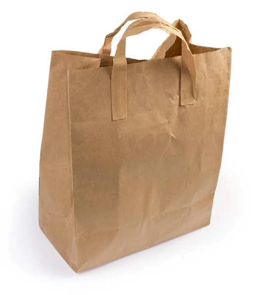 Packaging Bag Made Light Brown Kraft Paper Flat Paper Handles — Stock Photo, Image