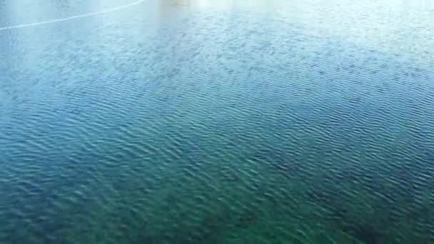 Fragment Van Voetbalveld Bedekt Met Gesmolten Water Luchtfoto — Stockvideo