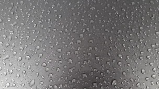 Dach Samochodu Pokryty Dużą Ilością Wody Deszczu — Wideo stockowe