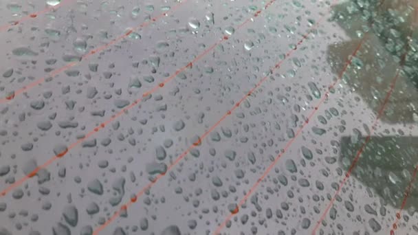 Autó Hátsó Ablakát Nagy Vízcseppek Borítják Ónos Eső Alatt — Stock videók