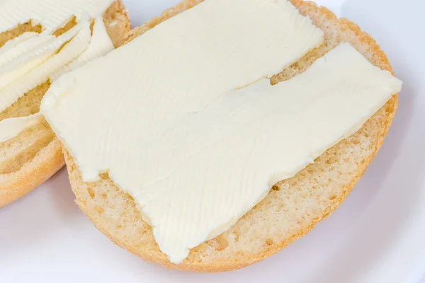 Sandwichs Ouverts Faits Avec Des Moitiés Petits Pains Ronds Des — Photo