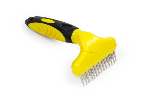 Plastic Comb Care Pets Hair Several Rows Metal Teeth Handle — Stock Photo, Image