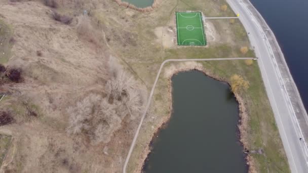 Outdoor Mini Voetbalveld Rustruimte Vanuit Lucht Bekeken — Stockvideo