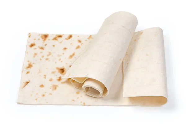 Twisted Roll Thin Flat Unleavened Breads Also Known Lavash Lies — Stockfoto