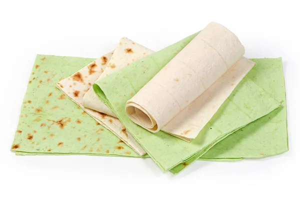 Thin Flat Unleavened Breads Also Known Lavash Several Folded Twisted — Fotografia de Stock