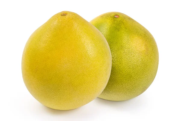 Two Whole Ripe Pomelo Fruits White Background Stock Picture