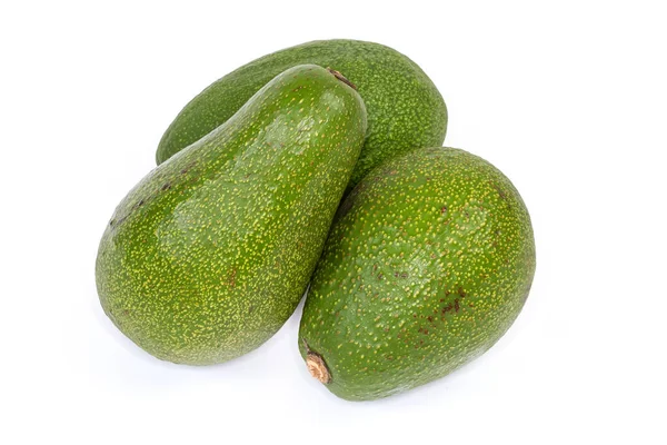 Whole Pear Shaped Avocado Fruits Green Skin White Background — 图库照片