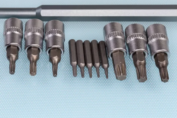 Sets Interchangeable Torx Bits Different Sizes Mini Screwdriver Common Screwdriver — ストック写真