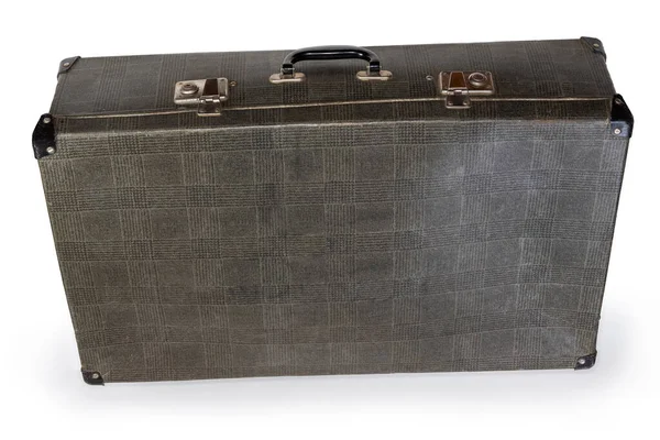 Closed Old Fashioned Shabby Hardshell Rectangular Shaped Suitcase Made Gray — Fotografia de Stock