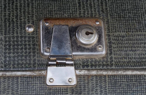 Metal Partly Rusty Inbuilt Lock Closed Old Fashioned Shabby Gray — Stockfoto
