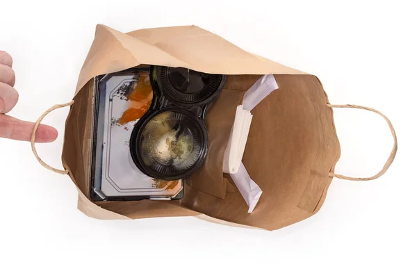 Some Fast Food Open Disposable Packaging Bag Made Light Brown — Stock Photo, Image