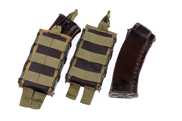 Textile Military Tactical Pouches Cartridge Magazines Fasten Combat Unloading Vest — Stock Photo, Image